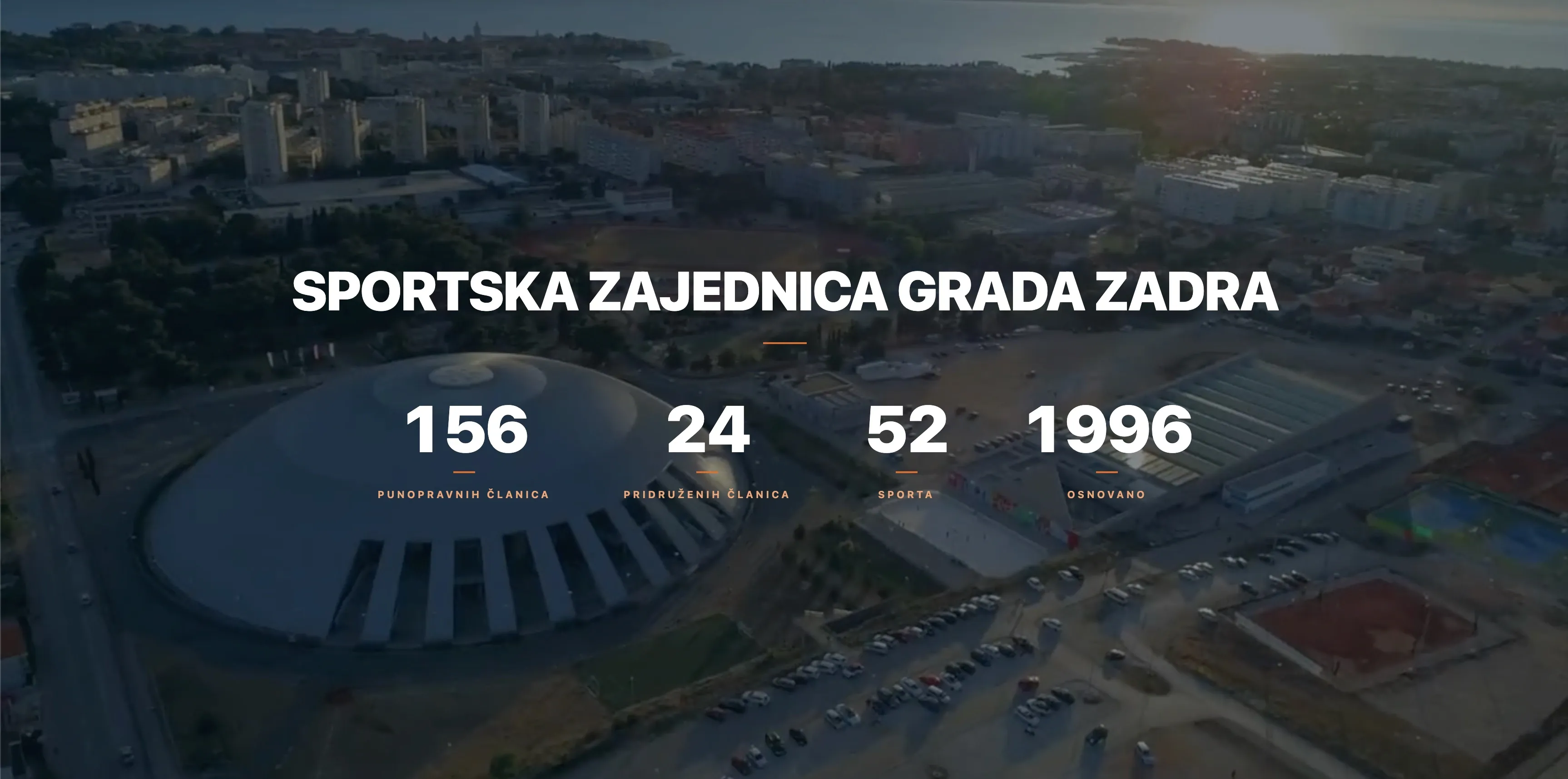 Naslovna stranica SZGZ-a s fotografijom nogometnog terena i naslovom Sportska zajednica grada Zadra