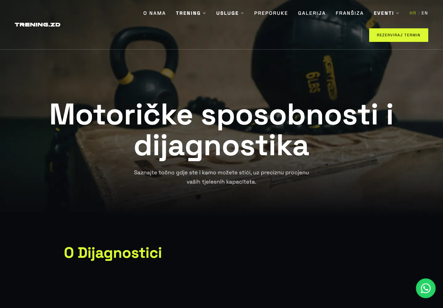 Stranica funkcionalne dijagnostike i testiranja centra TRENING.ZD